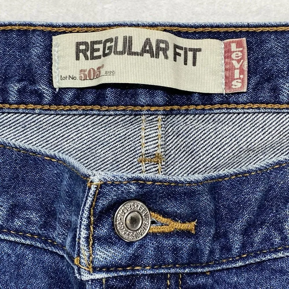 Levi's 505 Jeans Mens 42x32 Regular Straight Blue Denim Medium Wash‎